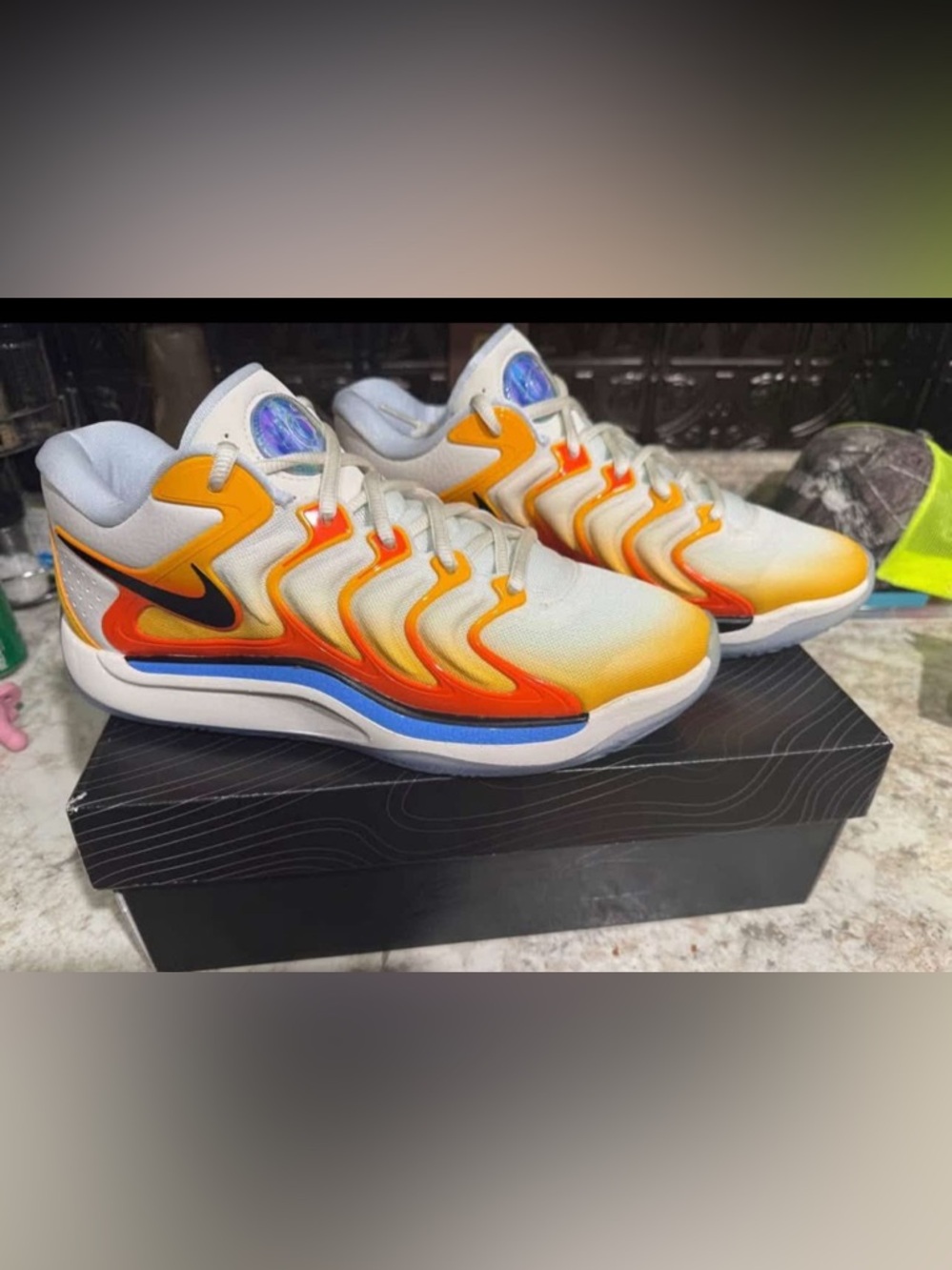 Nike White Orange Black Blue Gradient Athletic Sneakers